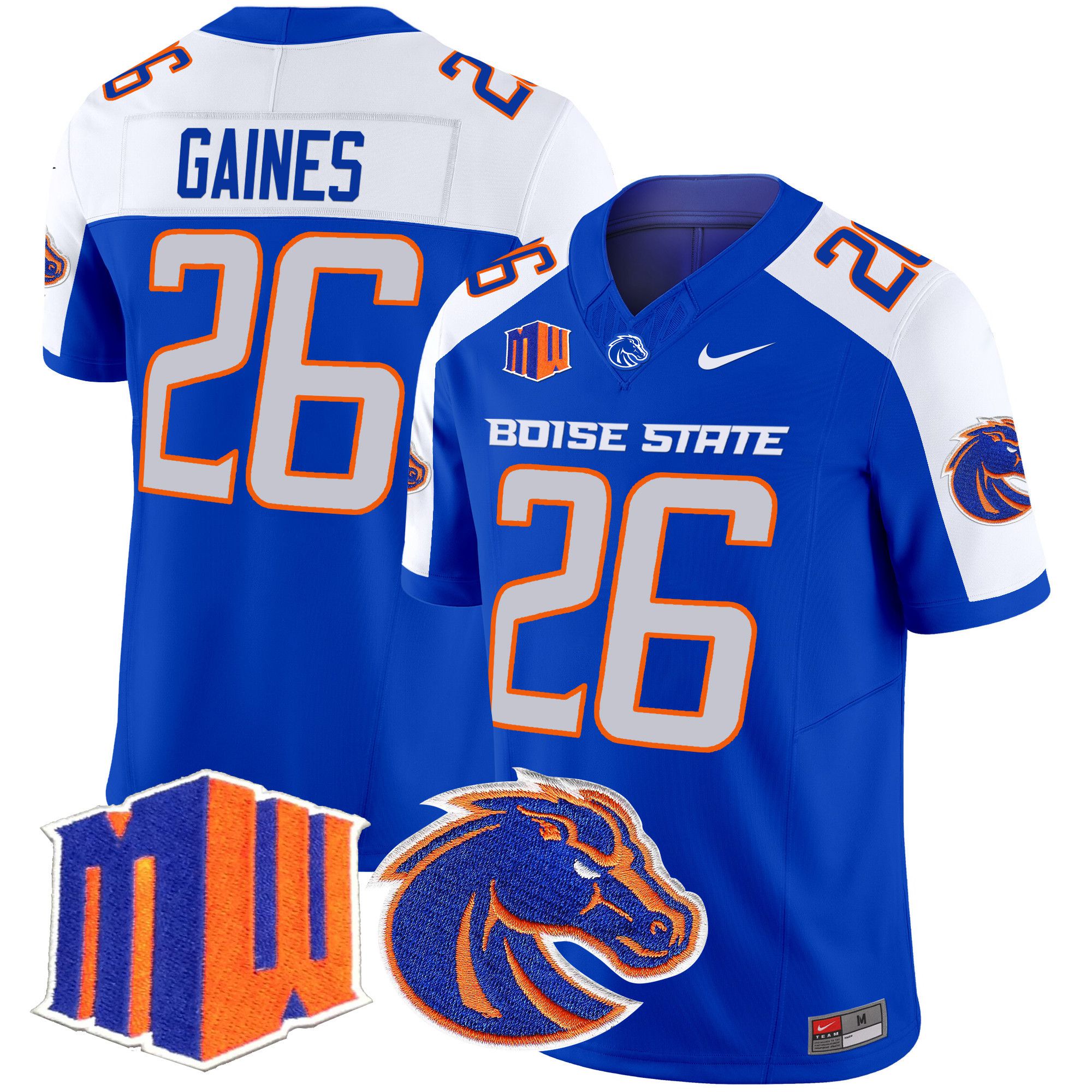 Men Boise State Broncos #26 Gaines Blue Nike 2024 Vapor Limited NCAA Jersey->more ncaa teams->NCAA Jersey